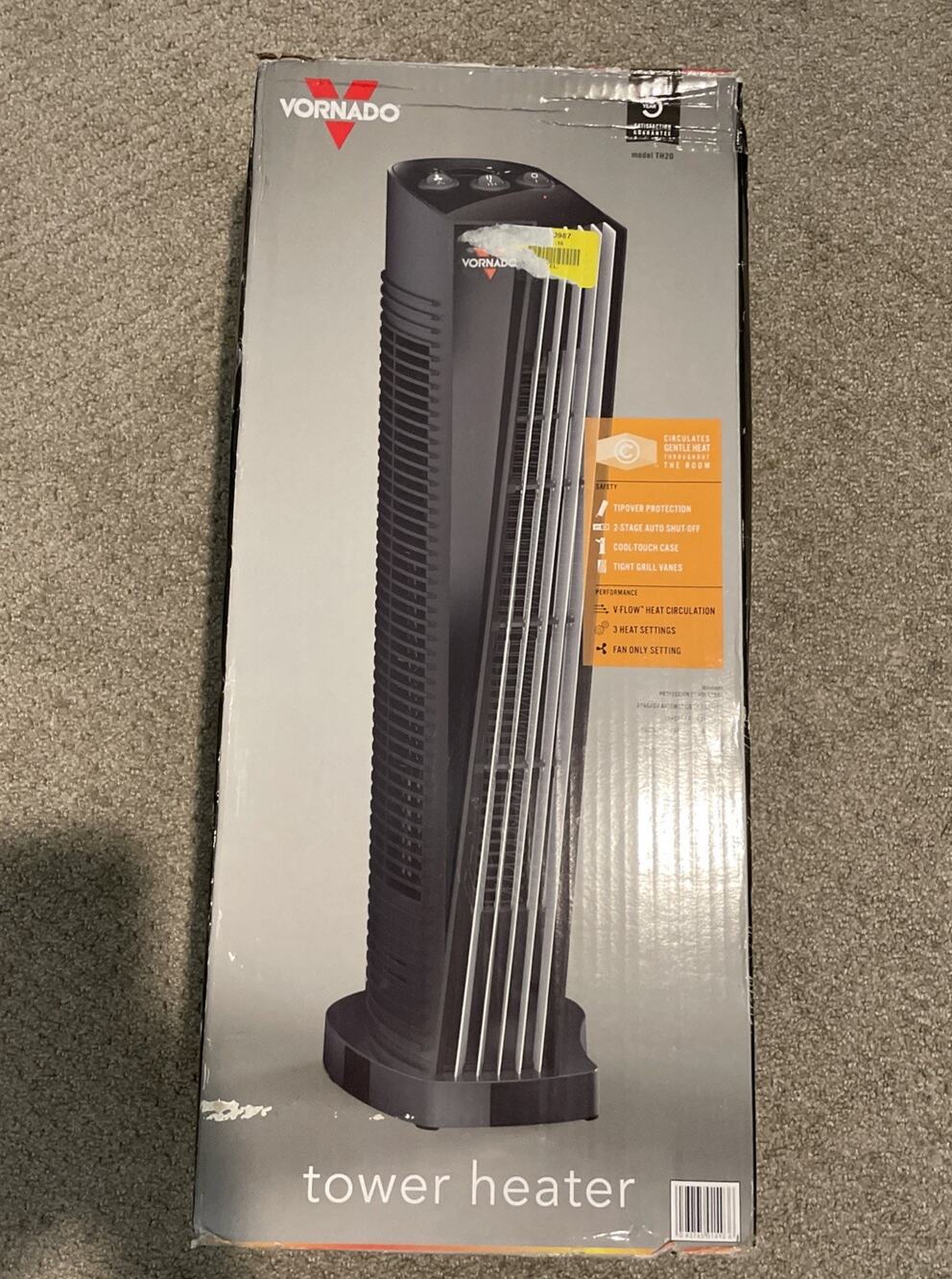 Vornado TH20 750W-1500W Tower Space Heater - Black